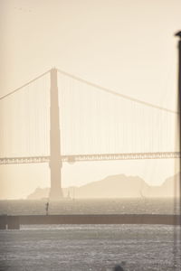 Suspension bridge over river