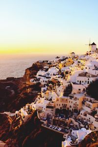 High angle view of town at seaside