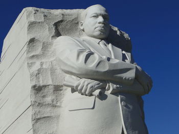 Low angle view of statue against clear sky