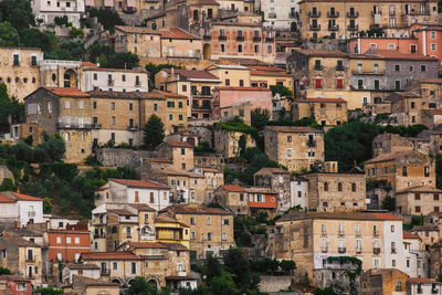 High angle view of buildings in city