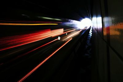 Blurred motion of train at night