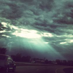 Dramatic sky over road