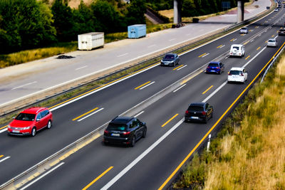 High angle view of traffic on road