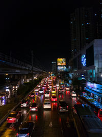 Traffic on city street at night