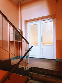 Directly below shot of spiral staircase of building