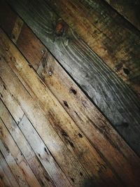 High angle view of wooden table