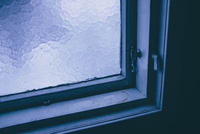 Close-up of window in winter