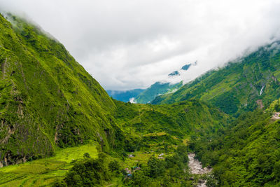 Scenic view of mountains against sky