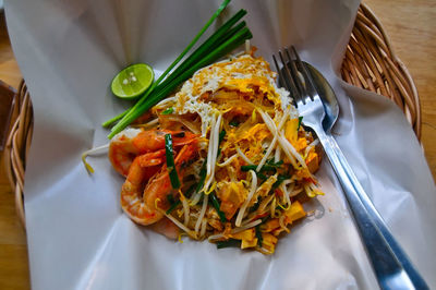 High angle view of meal served in plate