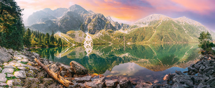 Panoramic view of landscape against sky during sunset