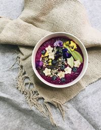 High angle view of food in bowl