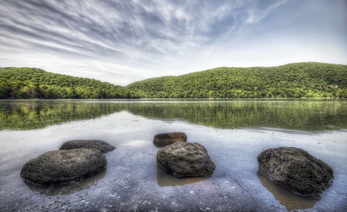 Scenic view of lake against sky