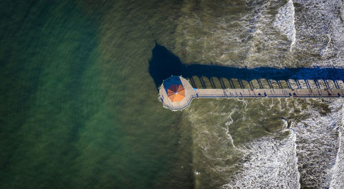 Aerial view of pier over sea