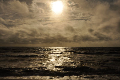 Scenic view of sea against sky at sunset