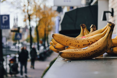 Close-up of bananas on street