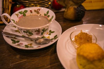 Close-up of tea served on table