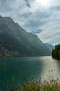 Scenic view of lake against sky