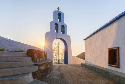 Morning at panagia church on fourni island in greece.