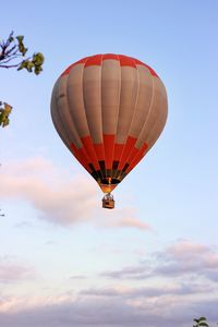 Low angle view of hot air balloons against sky