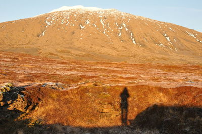 Shadow of man on land