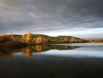 Scenic view of lake against sky