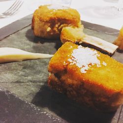 Close-up of bread in plate