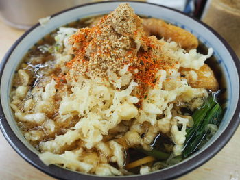 High angle view of food in bowl