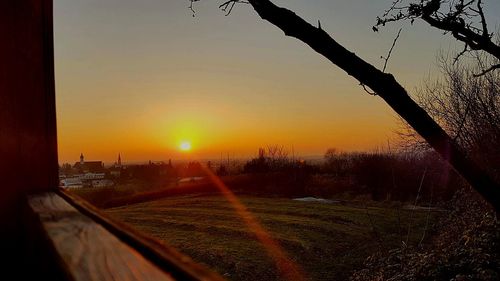 Scenic view of landscape against sky during sunset