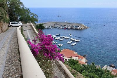 High angle view of scenic view of sea against sky