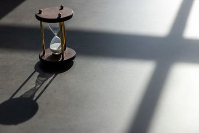 High angle view of electric lamp on table