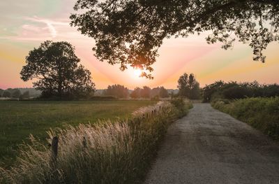 Scenic view of field against sky during sunset