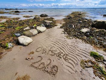 Scenic view of beach against sky