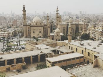 High angle view of buildings in city