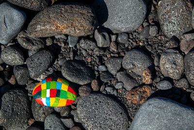 High angle view of stones