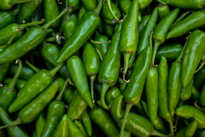 Full frame shot of green chili peppers