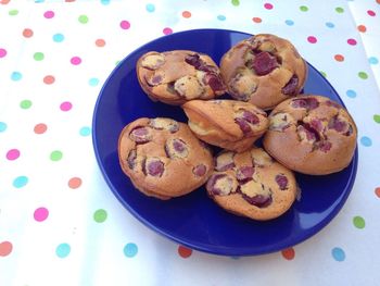 Close-up of cookies in plate