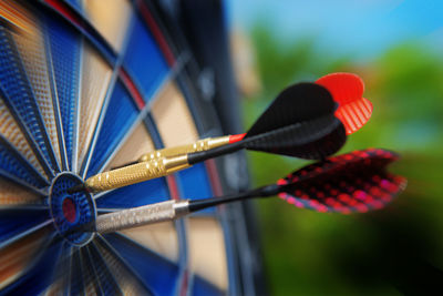 Darts on dart board