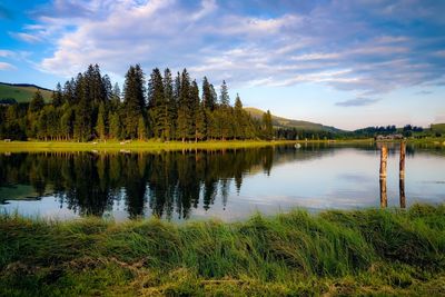 Scenic view of lake against sky