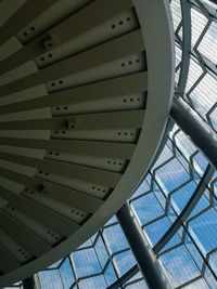 Low angle view of airplane window