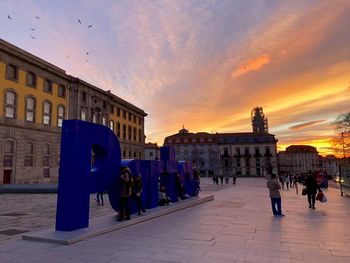 People at town square during sunset