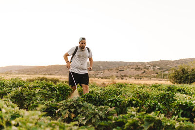 Farmer working at farm