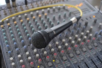 Microphone on mixer audio console