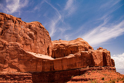 Rock formation against cloudy sky