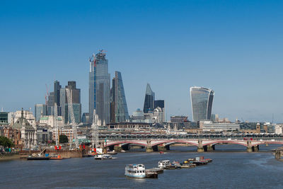 Blackfriars bridge, london skyscrapers skyline and river thames, london.