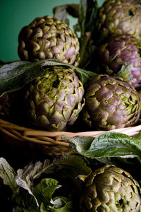 Close-up of artichoke on table