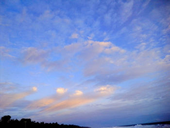 Low angle view of cloudy sky during sunset