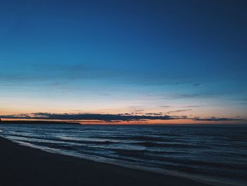 Scenic view of sea against sky at sunset