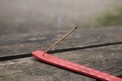 Close-up of tape measure on table