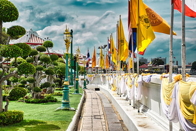 Panoramic shot of buildings in city against sky