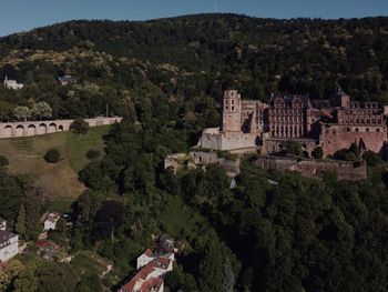 High angle view of historic building